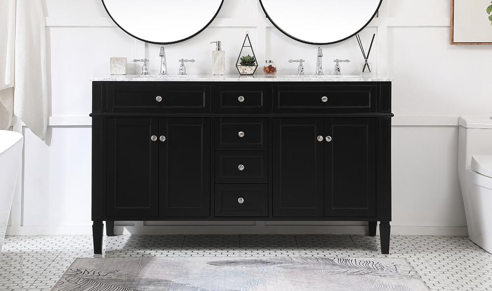 Elegant Furniture & Lighting - Park Avenue 60 inch double bathroom vanity in Black - VF12560DBK veiw 2