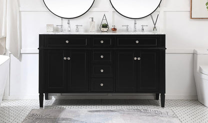 Elegant Furniture & Lighting - Park Avenue 60 inch double bathroom vanity in Black - VF12560DBK veiw 2