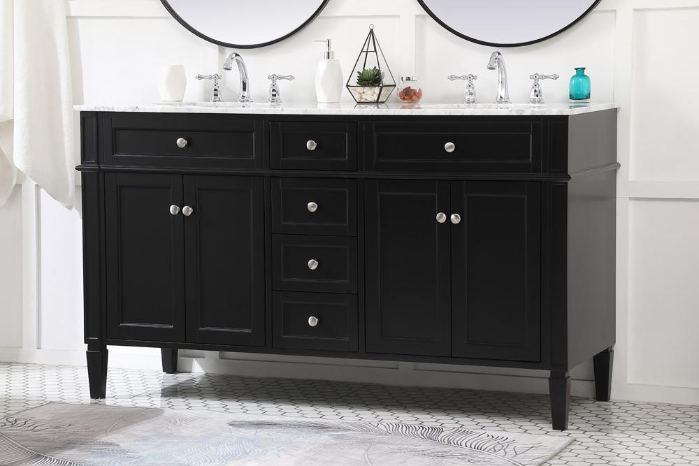 Elegant Furniture & Lighting - Park Avenue 60 inch double bathroom vanity in Black - VF12560DBK veiw 9