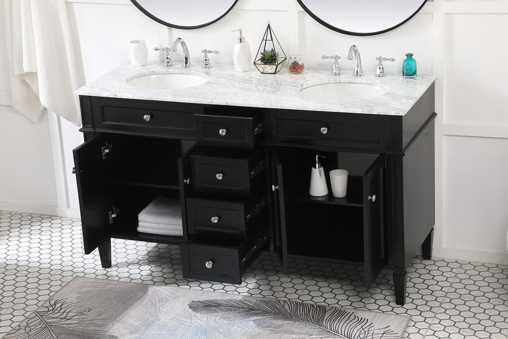 Elegant Furniture & Lighting - Park Avenue 60 inch double bathroom vanity in Black - VF12560DBK veiw 10