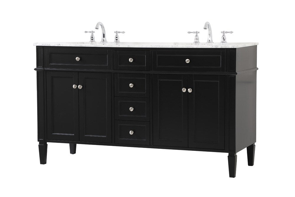 Elegant Furniture & Lighting - Park Avenue 60 inch double bathroom vanity in Black - VF12560DBK veiw 14