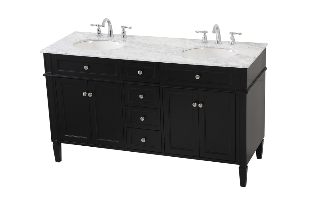 Elegant Furniture & Lighting - Park Avenue 60 inch double bathroom vanity in Black - VF12560DBK veiw 15