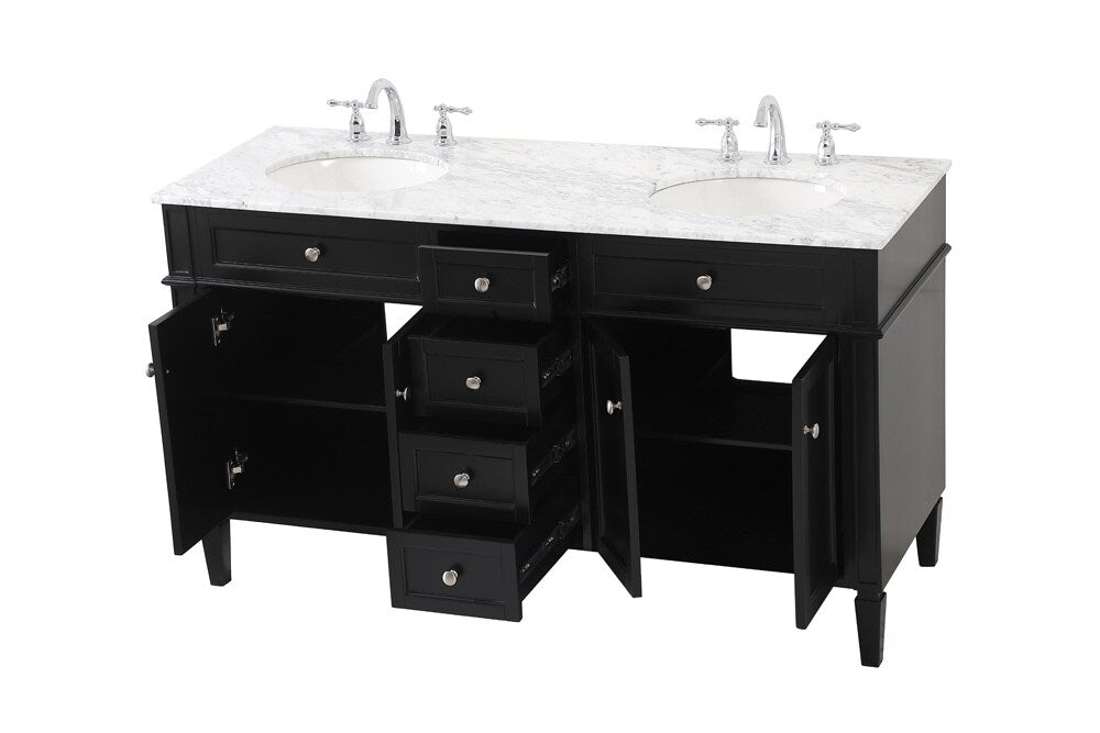 Elegant Furniture & Lighting - Park Avenue 60 inch double bathroom vanity in Black - VF12560DBK veiw 16