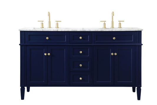 Elegant Furniture & Lighting - Park Avenue 60 inch double bathroom vanity in blue - VF12560DBL veiw 1