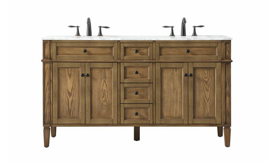 Elegant Furniture & Lighting - Park Avenue 60 inch double bathroom vanity in driftwood - VF12560DDW veiw 1