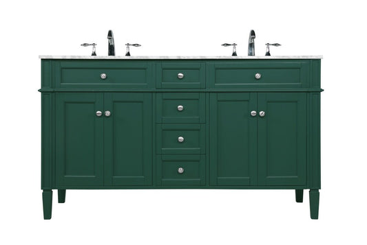 Elegant Furniture & Lighting - Park Avenue 60 inch double bathroom vanity in green - VF12560DGN veiw 1