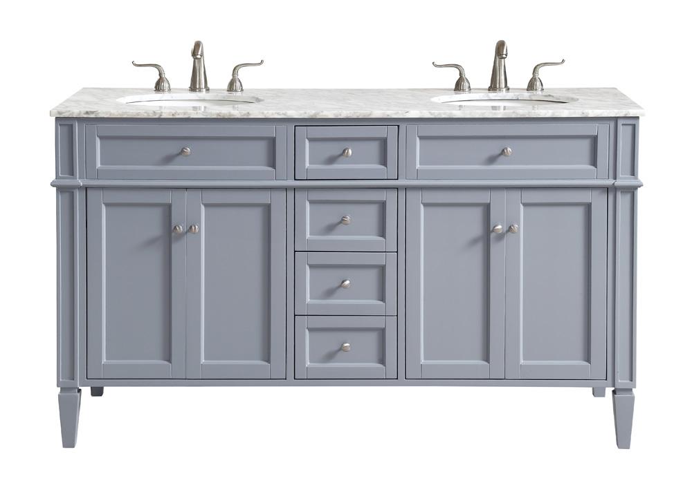Elegant Furniture & Lighting - Park Avenue 60 In. Double Bathroom Vanity Set In Grey - VF12560DGR veiw 1