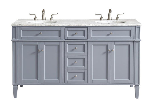 Elegant Furniture & Lighting - Park Avenue 60 In. Double Bathroom Vanity Set In Grey - VF12560DGR veiw 1