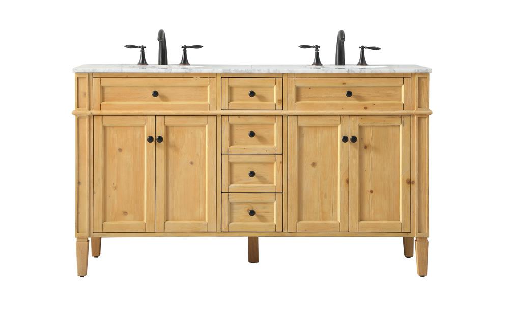 Elegant Furniture & Lighting - Park Avenue 60 inch double bathroom vanity in natural wood - VF12560DNW veiw 1