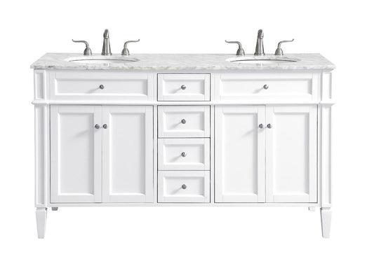 Elegant Furniture & Lighting - Park Avenue 60 In. Double Bathroom Vanity Set In White - VF12560DWH veiw 1