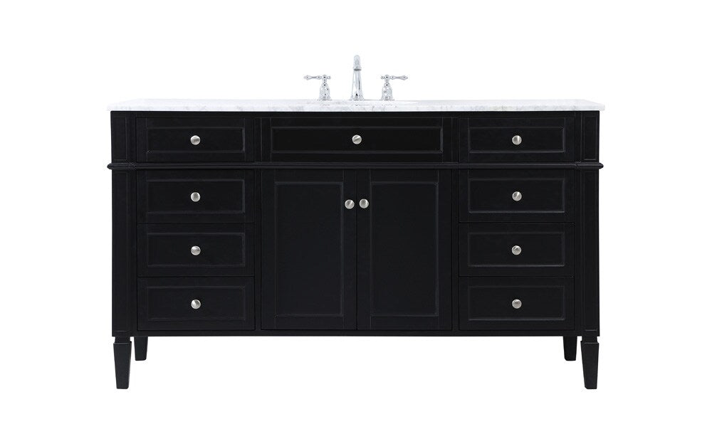 Elegant Furniture & Lighting - Park Avenue 60 inch Single bathroom vanity in black - VF12560BK veiw 1