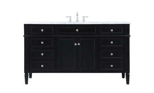 Elegant Furniture & Lighting - Park Avenue 60 inch Single bathroom vanity in black - VF12560BK veiw 1