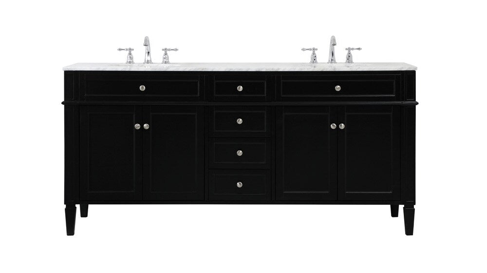 Elegant Furniture & Lighting - Park Avenue 72 inch double bathroom vanity in black - VF12572DBK veiw 1