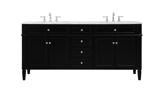 Elegant Furniture & Lighting - Park Avenue 72 inch double bathroom vanity in black - VF12572DBK veiw 1