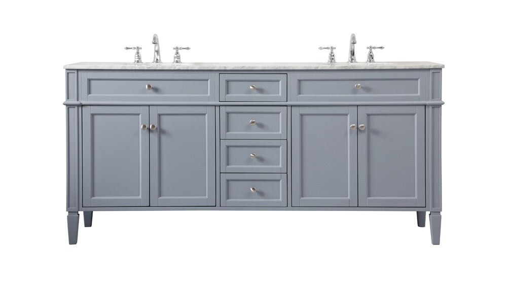 Elegant Furniture & Lighting - Park Avenue 72 inch double bathroom vanity in grey - VF12572DGR veiw 1