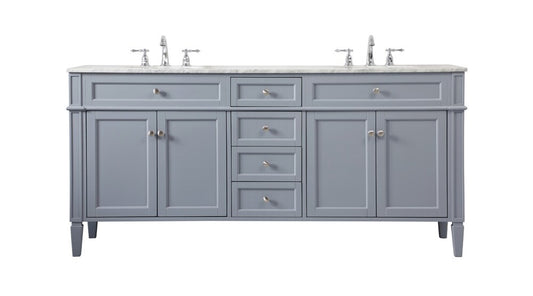 Elegant Furniture & Lighting - Park Avenue 72 inch double bathroom vanity in grey - VF12572DGR veiw 1