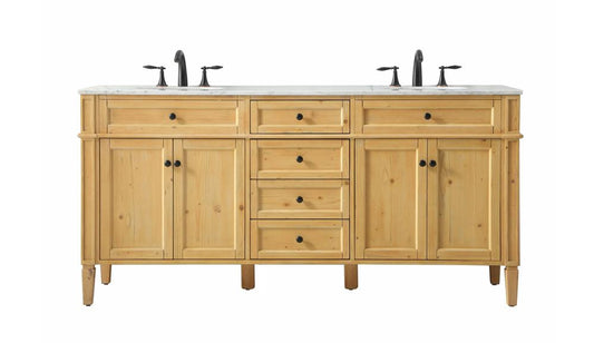 Elegant Furniture & Lighting - Park Avenue 72 inch double bathroom vanity in natural wood - VF12572DNW veiw 1