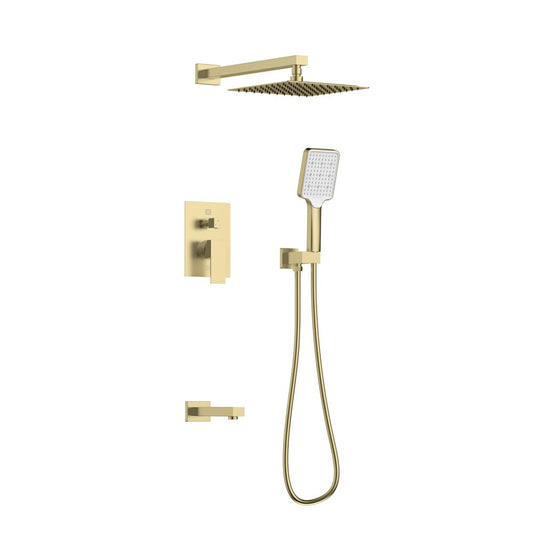 Elegant Furniture & Lighting - Petar Complete Shower and Tub Faucet with Rough-in Valve in Brushed Gold - FAS-9004BGD veiw 1