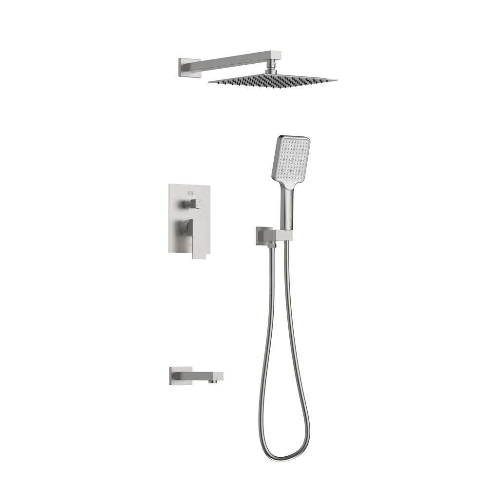 Elegant Furniture & Lighting - Petar Complete Shower and Tub Faucet with Rough-in Valve in Brushed Nickel - FAS-9004BNK veiw 1
