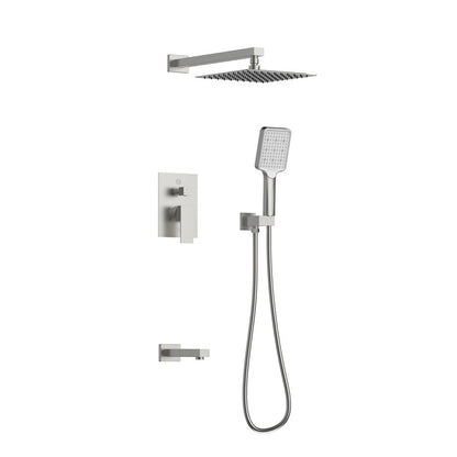 Elegant Furniture & Lighting - Petar Complete Shower and Tub Faucet with Rough-in Valve in Brushed Nickel - FAS-9004BNK veiw 1