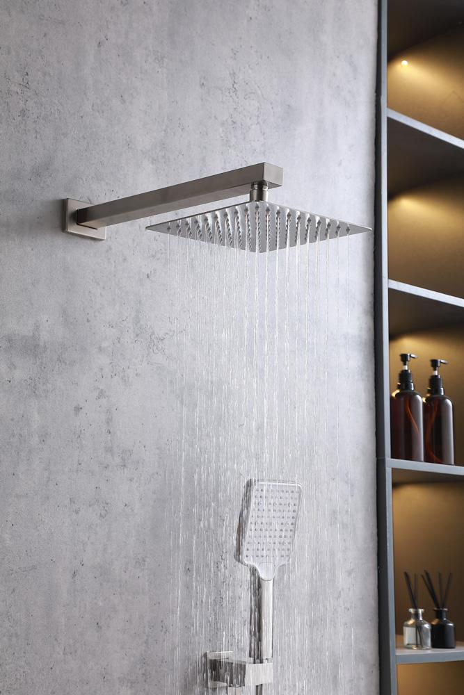 Elegant Furniture & Lighting - Petar Complete Shower and Tub Faucet with Rough-in Valve in Brushed Nickel - FAS-9004BNK veiw 4
