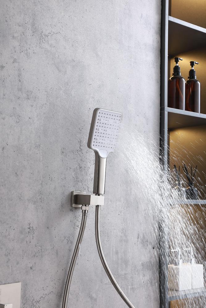 Elegant Furniture & Lighting - Petar Complete Shower and Tub Faucet with Rough-in Valve in Brushed Nickel - FAS-9004BNK veiw 5