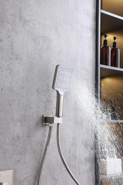 Elegant Furniture & Lighting - Petar Complete Shower and Tub Faucet with Rough-in Valve in Brushed Nickel - FAS-9004BNK veiw 5
