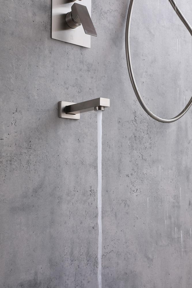 Elegant Furniture & Lighting - Petar Complete Shower and Tub Faucet with Rough-in Valve in Brushed Nickel - FAS-9004BNK veiw 6