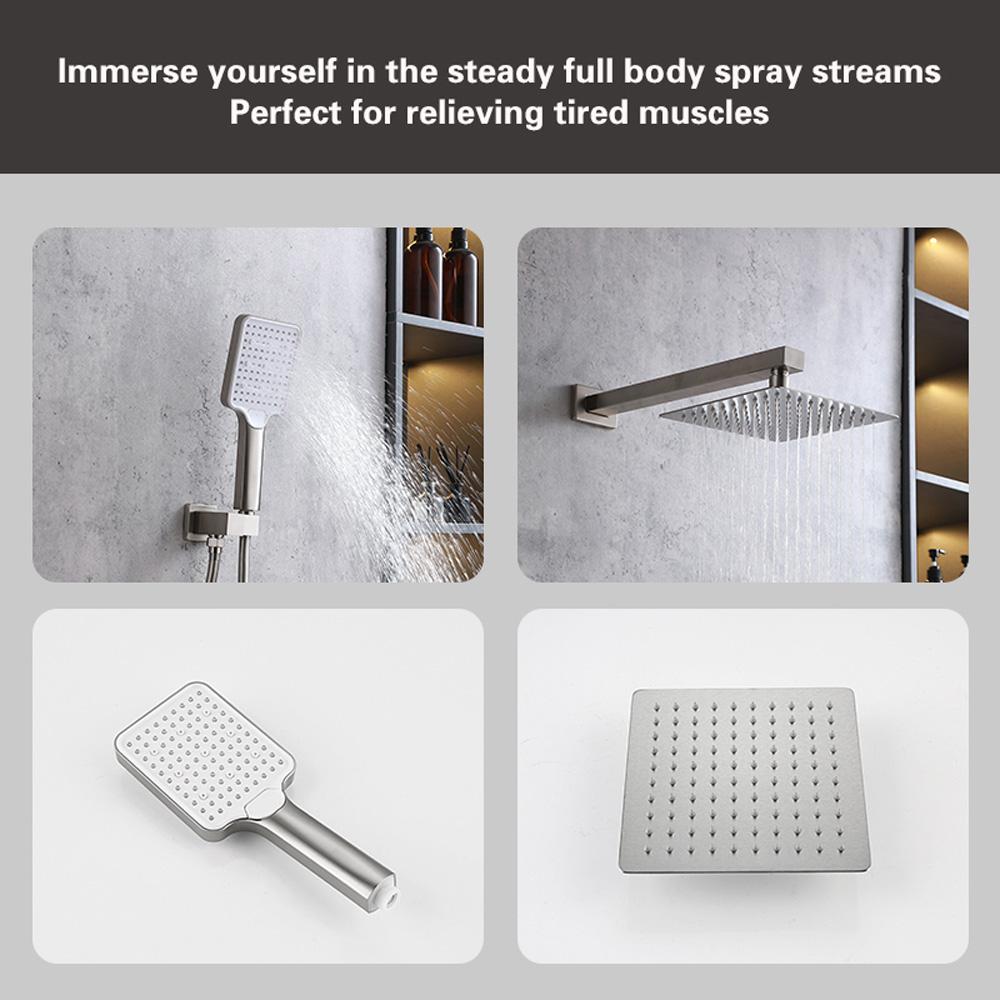 Elegant Furniture & Lighting - Petar Complete Shower and Tub Faucet with Rough-in Valve in Brushed Nickel - FAS-9004BNK veiw 7