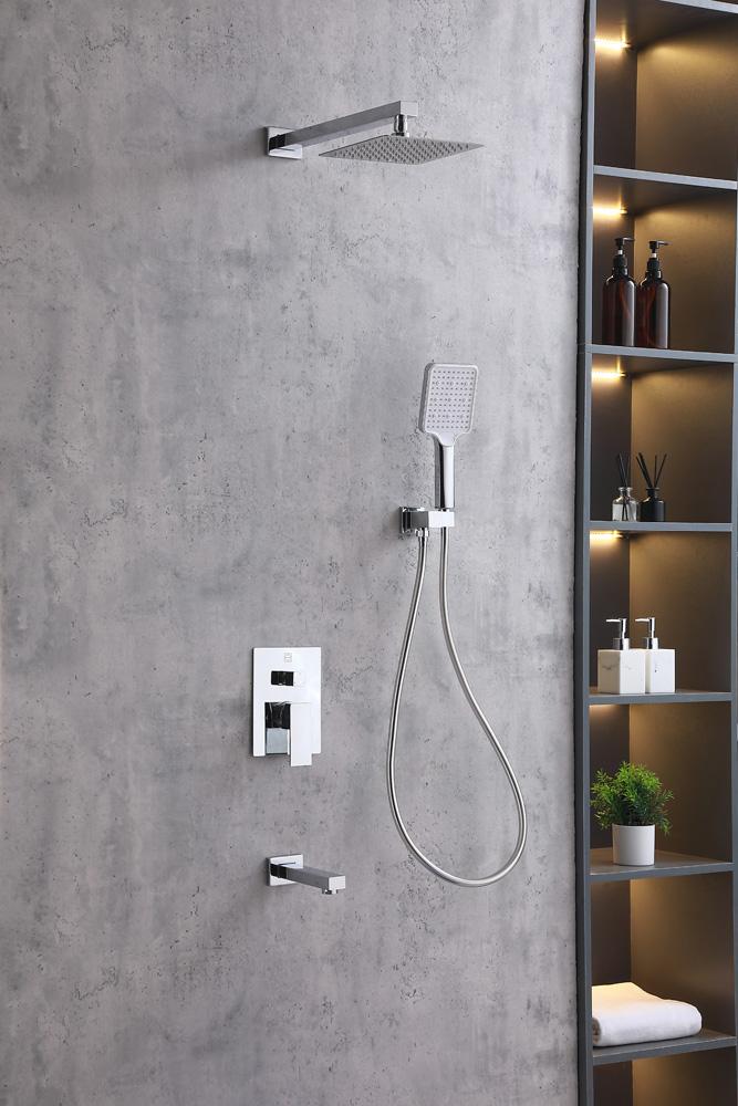 Elegant Furniture & Lighting - Petar Complete Shower and Tub Faucet with Rough-in Valve in Chrome - FAS-9004PCH veiw 2