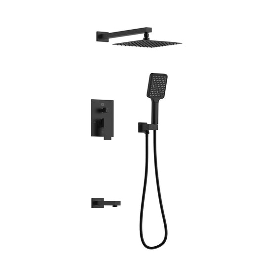 Elegant Furniture & Lighting - Petar Complete Shower and Tub Faucet with Rough-in Valve in Matte Black - FAS-9004MBK veiw 1