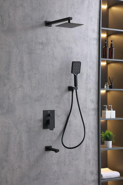 Elegant Furniture & Lighting - Petar Complete Shower and Tub Faucet with Rough-in Valve in Matte Black - FAS-9004MBK veiw 2