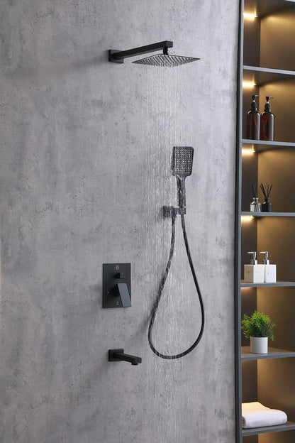 Elegant Furniture & Lighting - Petar Complete Shower and Tub Faucet with Rough-in Valve in Matte Black - FAS-9004MBK veiw 3