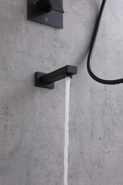 Elegant Furniture & Lighting - Petar Complete Shower and Tub Faucet with Rough-in Valve in Matte Black - FAS-9004MBK veiw 6