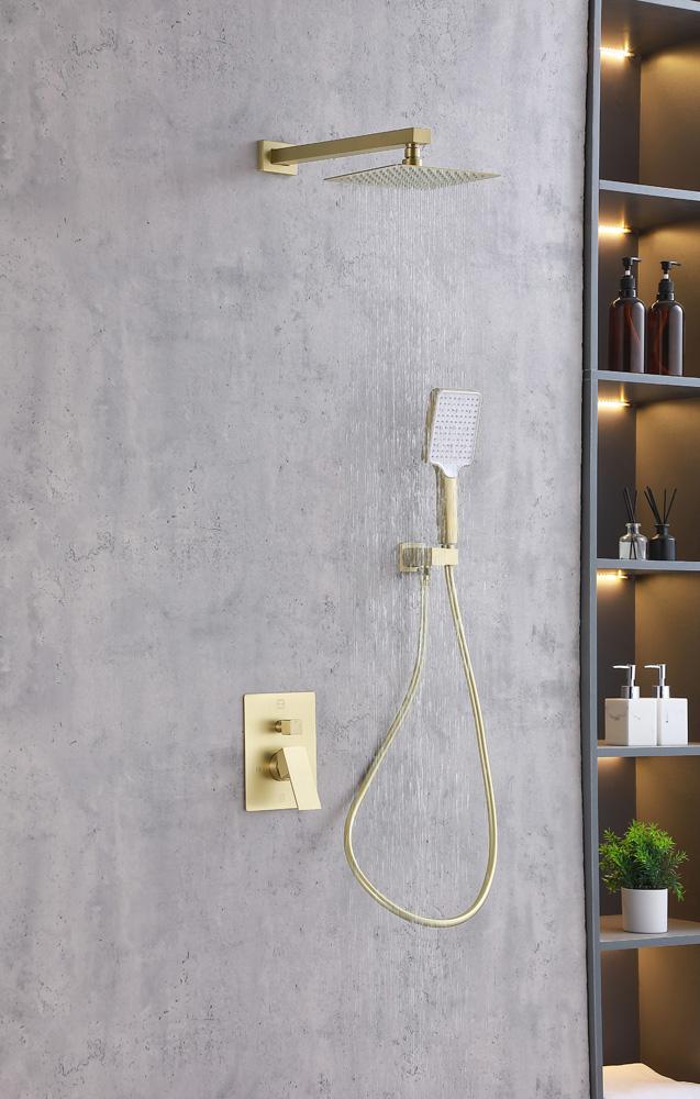 Elegant Furniture & Lighting - Petar Complete Shower Faucet System with Rough-in Valve in Brushed Gold - FAS-9003BGD veiw 3