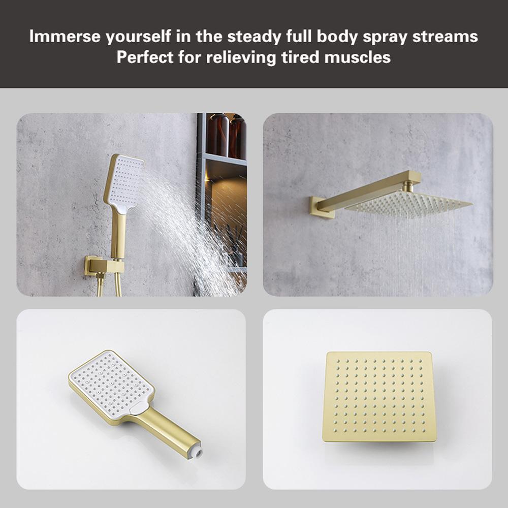 Elegant Furniture & Lighting - Petar Complete Shower Faucet System with Rough-in Valve in Brushed Gold - FAS-9003BGD veiw 6