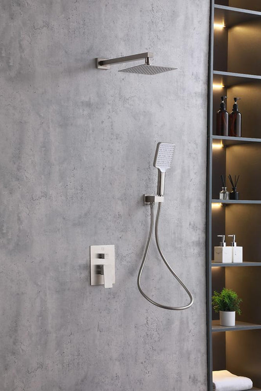 Elegant Furniture & Lighting - Petar Complete Shower Faucet System with Rough-in Valve in Brushed Nickel - FAS-9003BNK veiw 2