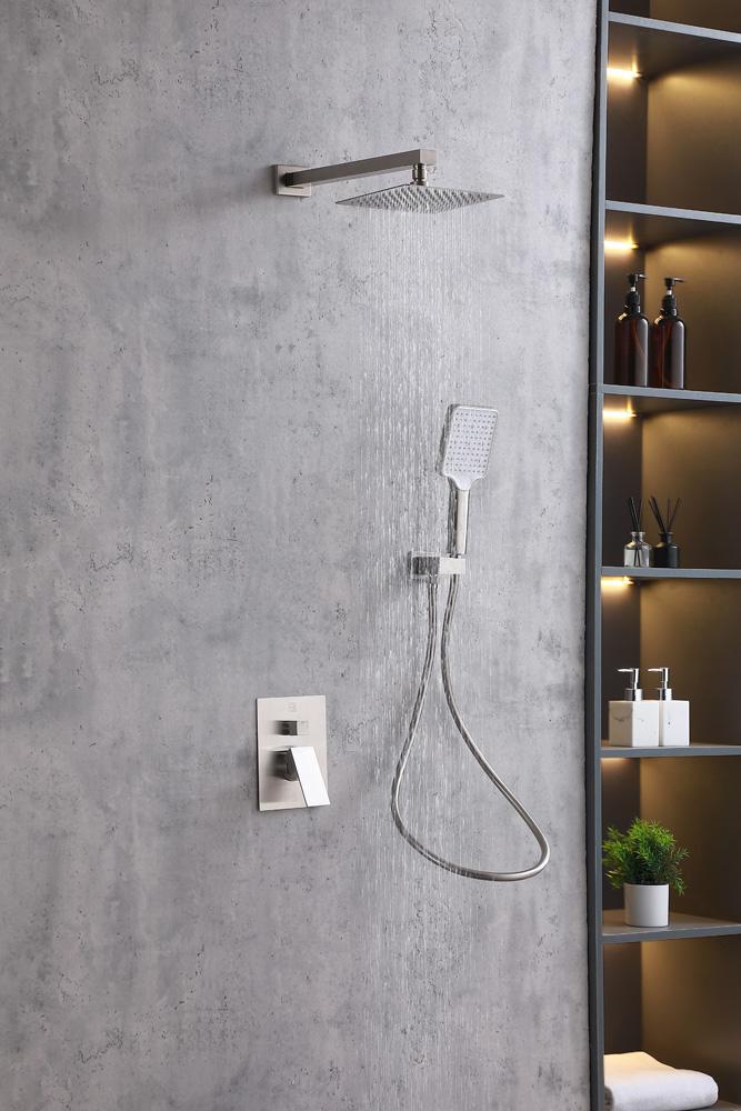 Elegant Furniture & Lighting - Petar Complete Shower Faucet System with Rough-in Valve in Brushed Nickel - FAS-9003BNK veiw 3