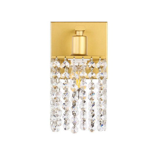 Elegant Furniture & Lighting - Phineas 1 light Brass and Clear Crystals wall sconce - LD7006BR veiw 1