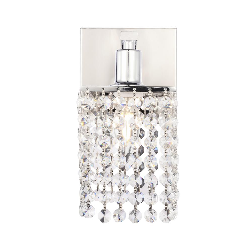 Elegant Furniture & Lighting - Phineas 1 light Chrome and Clear Crystals wall sconce - LD7007C veiw 1