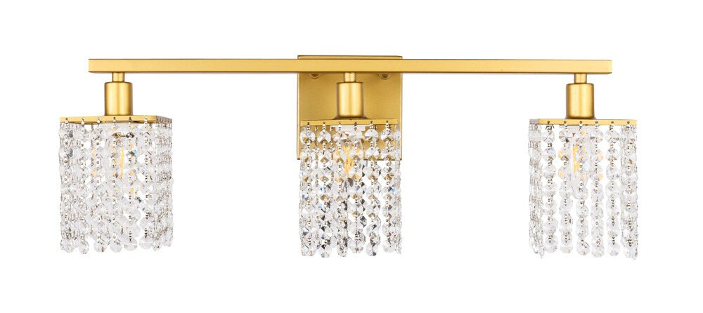 Elegant Furniture & Lighting - Phineas 3 light Brass and Clear Crystals wall sconce - LD7010BR veiw 1