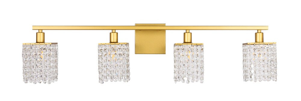 Elegant Furniture & Lighting - Phineas 4 light Brass and Clear Crystals wall sconce - LD7012BR veiw 1