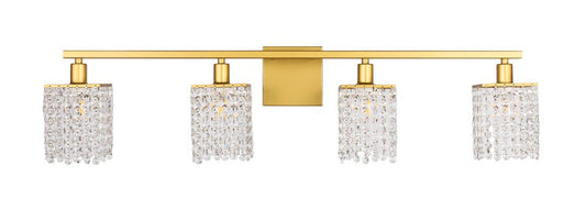 Elegant Furniture & Lighting - Phineas 4 light Brass and Clear Crystals wall sconce - LD7012BR veiw 1