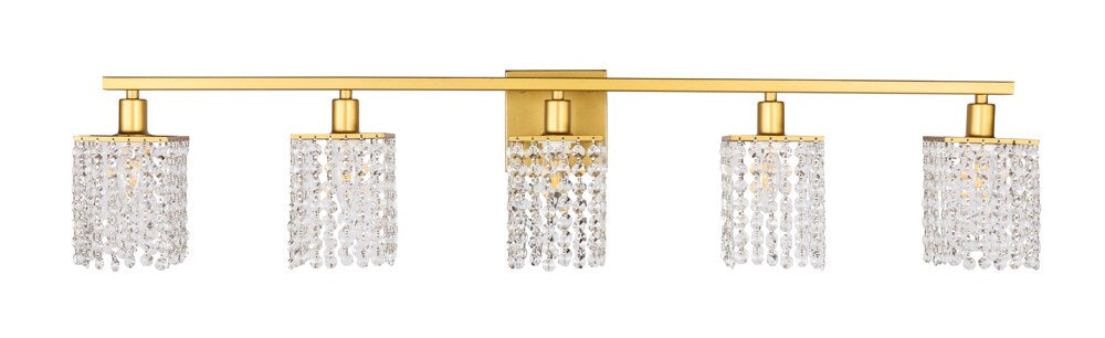 Elegant Furniture & Lighting - Phineas 5 light Brass and Clear Crystals wall sconce - LD7014BR veiw 1