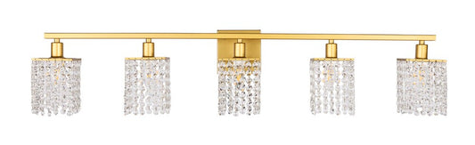Elegant Furniture & Lighting - Phineas 5 light Brass and Clear Crystals wall sconce - LD7014BR veiw 1