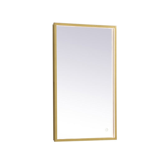 Elegant Furniture & Lighting - Pier 18x30 inch LED mirror with adjustable color temperature 3000K/4200K/6400K in brass - MRE61830BR veiw 1