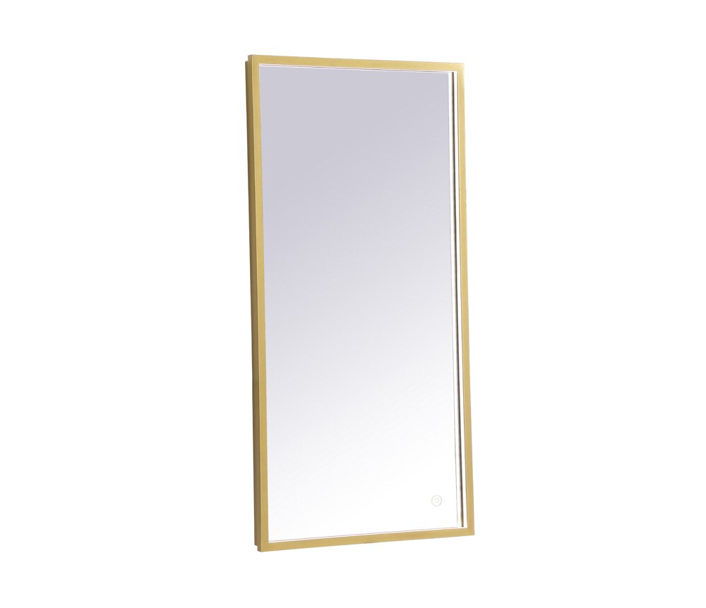 Elegant Furniture & Lighting - Pier 18x36 inch LED mirror with adjustable color temperature 3000K/4200K/6400K in brass - MRE61836BR veiw 1