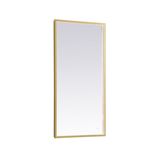 Elegant Furniture & Lighting - Pier 20x40 inch LED mirror with adjustable color temperature 3000K/4200K/6400K in brass - MRE62040BR veiw 1