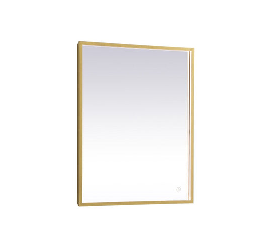 Elegant Furniture & Lighting - Pier 24x30 inch LED mirror with adjustable color temperature 3000K/4200K/6400K in brass - MRE62430BR veiw 1