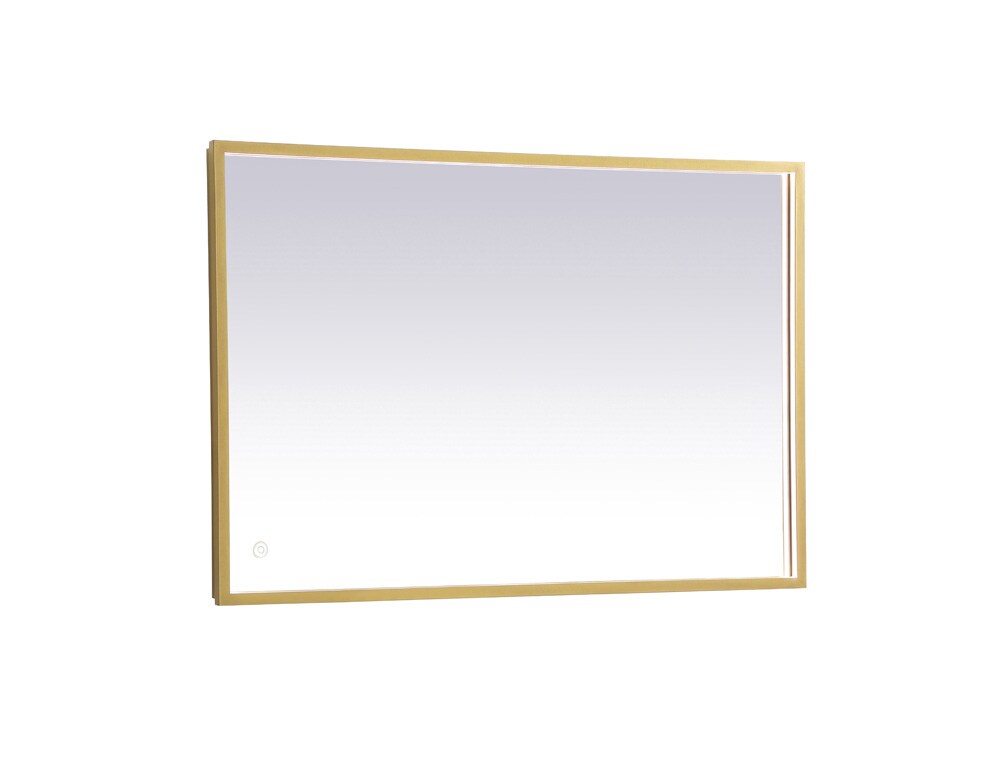 Elegant Furniture & Lighting - Pier 24x36 inch LED mirror with adjustable color temperature 3000K/4200K/6400K in brass - MRE62436BR veiw 1